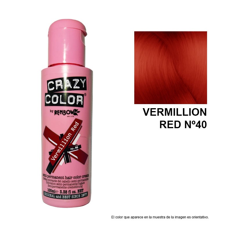 Tinturas Fantasía Semipermanente Vermillion Red N°40 - Crazy Color – Lomas  Bio Natural