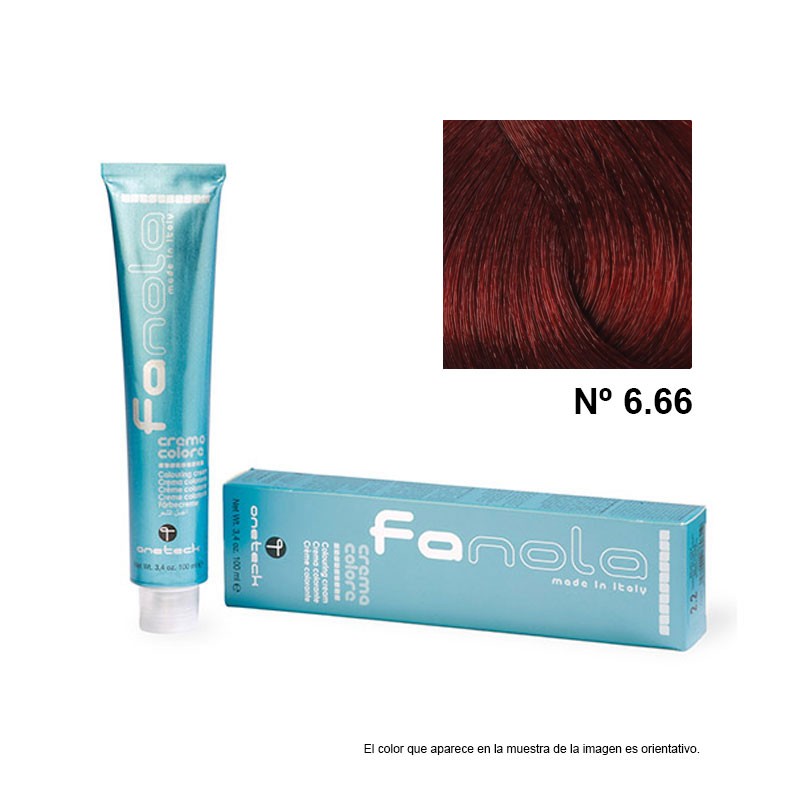 Fanola Tinte 6.66 Rubio oscuro rojo intenso 100 mL - Tinte crema colorante  permanente para el cabello pelo - Color uniforme y brillante - PROFESIONAL  : : Beauté et Parfum