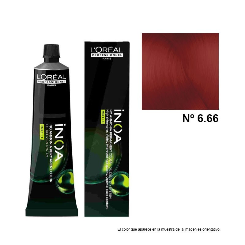 Tinte Inoa Loreal sin Amoníaco 60 ML Inoa tinte Nº 6.66 DM5 Rubio Oscuro Rojizo Intenso