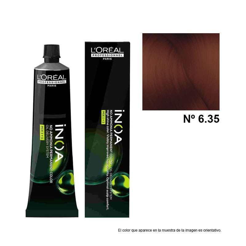 Tinte L'Oréal Inoa Nº 6.35 Rubio Oscuro Dorado Caoba: ¡El secreto para un cabello radiante!
