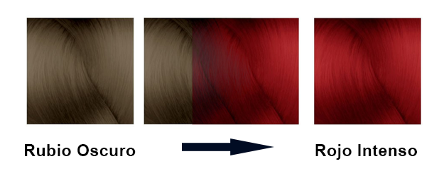 resultados de de color pelo rubio oscuro teñido con rojo intenso